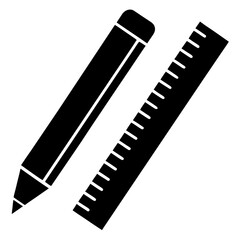 Black silhouette illustration of a pencil and ruler in minimalist vector style for design and educational use,
pencil and ruler vector,