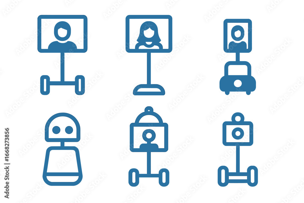 Poster telepresence robots and virtual communication devices with human figures