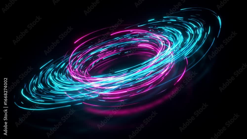 Poster swirling light patterns create mesmerizing visual effects in dark space