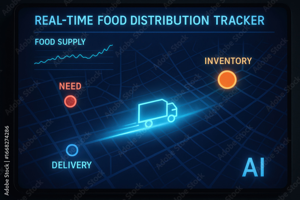Poster real time food distribution tracker using ai for social impact improves delivery efficiency and inve