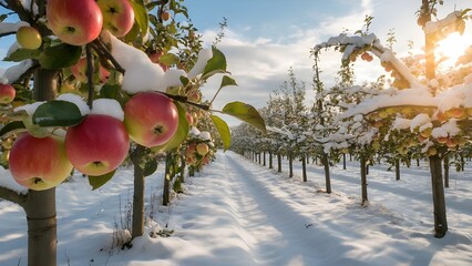 apple tree in winter fruit, apple, tree, food, red, branch, ripe, nature