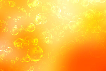 A festive abstract delicate golden yellow orange gradient background texture with glitter defocused sparkle bokeh circles. Card concept for Happy New Year, party invitation, valentine or othe