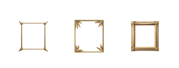 Elegant golden picture frames on black background