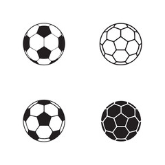 Simple Black and White Soccer Ball Icons Design on White background