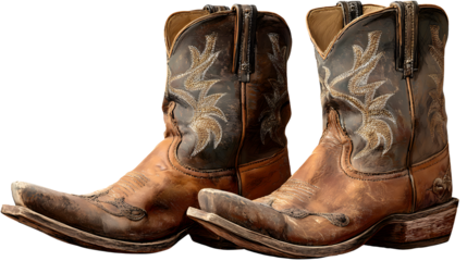 A pair cowboy boots on transparent background