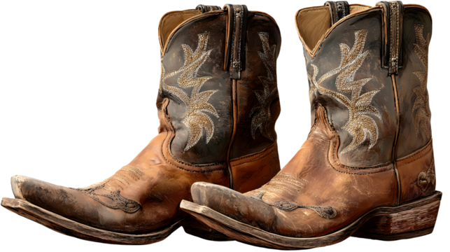 A pair cowboy boots on transparent background