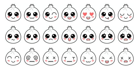 Fototapeta premium Set of Cute Emoticons and Emoji Faces Collection