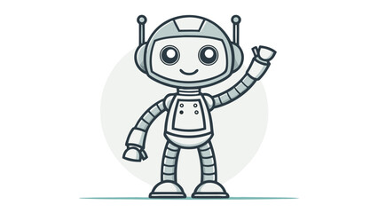 Friendly Cartoon Robot Waving Hello android character