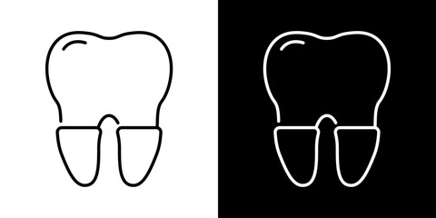 Clean Line Art Icon of a Tooth with Crown for Dental Care and Oral Health Concepts in Black and White