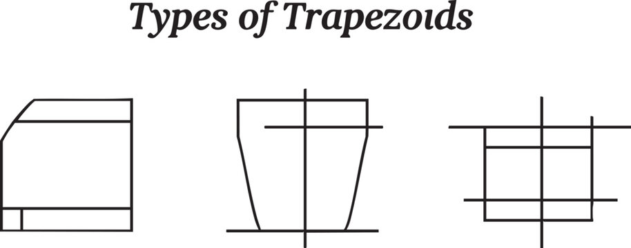 Types of trapezoids: isosceles, right, and scalene trapezoid examples eps silhouette