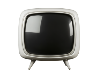Retro white television set with rounded screen and legs
