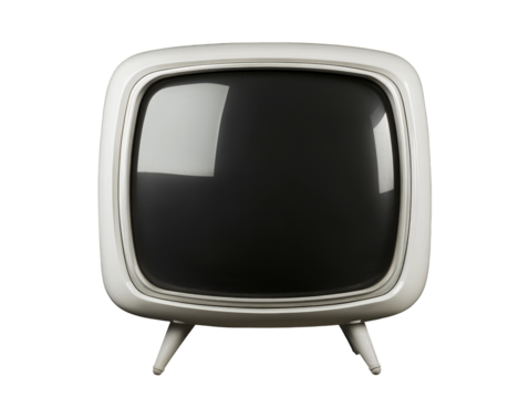 Retro white television set with rounded screen and legs