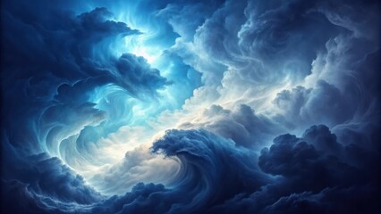 Abstract swirling cosmic clouds illuminated by bright ethereal light creating a dramatic and awe inspiring celestial phenomenon