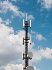 Telecommunication tower installation urban area photography clear sky aerial view infrastructure development