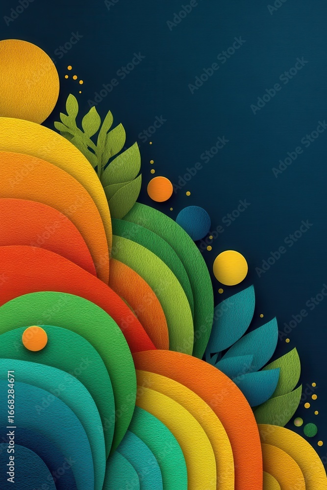 Aufkleber vivid abstract design featuring layered colorful shapes and dynamic patterns