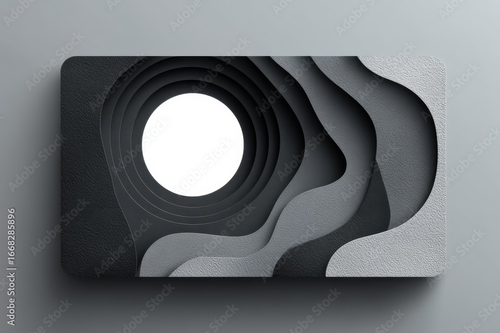 Poster abstract black and white layered design with circular negative space