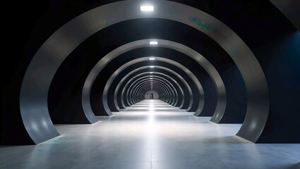 Obraz premium Futuristic Tunnel, Modern Architecture, Illuminated Pathway