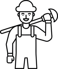 Construction Worker Hammer Tool Outline Icon.