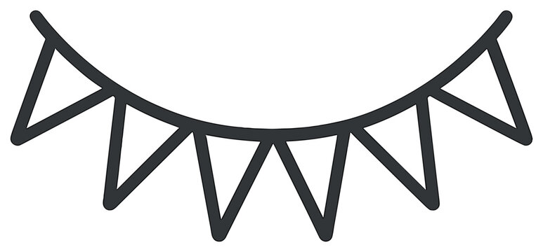 Festive garland vector: monochrome decoration for celebrations, parties, and events