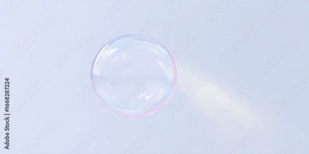 Poster transparent soap bubble floating in a soft light environment, showcasing delicate reflections and vi