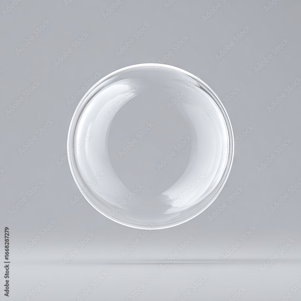 Aufkleber transparent soap bubble floating in the air, reflecting soft light, with a smooth surface and delica