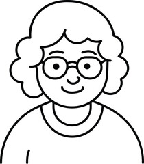 Cute Elderly Woman Icon Illustration.