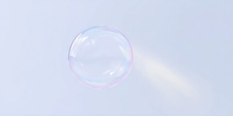 Transparent soap bubble floating in a soft light environment, showcasing delicate reflections and vibrant colors, creating a serene and whimsical atmosphere of tranquility and beauty