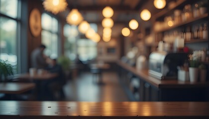 Cozy Coffee Shop Blur: Vintage Bokeh Background Perfect for Warm and Relaxed Atmosphere Designs