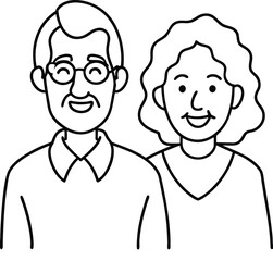 Elderly Couple Smiling Vector Illustration.