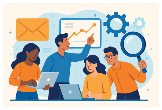 Digital workspace strategy: collaborative synergy and innovation in modern team environments vector