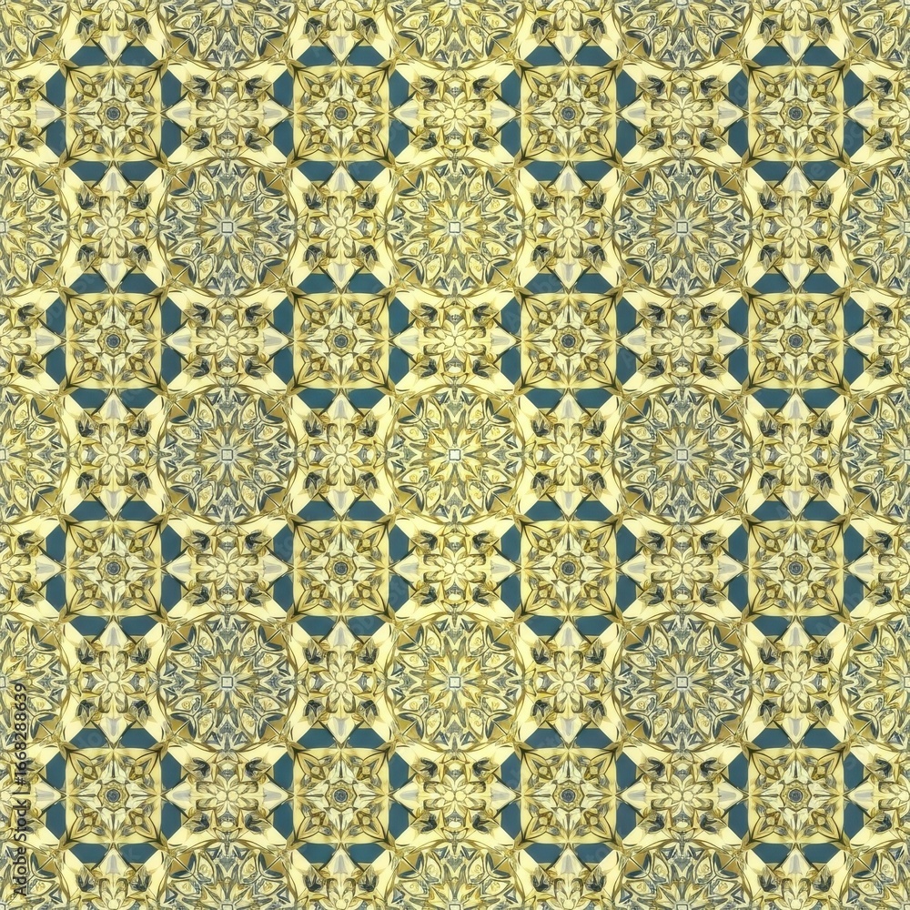 Poster intricate golden kaleidoscope pattern creates an enchanting visual texture