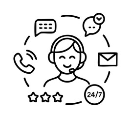 Customer Support Service Icons line icon set vector illustration