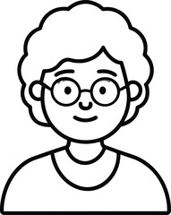 Grandmother Wearing Glasses Simple Icon.
