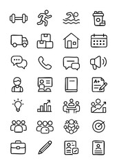 Office & Productivity Icons line icon set vector illustration