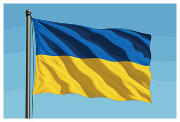 Ukrainian flag vector: national symbol of ukraine, blue and yellow banner, independence day concept