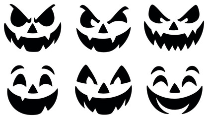 Halloween pumpkin faces vector: expressive and spooky designs for festive decor
