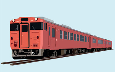 Obraz premium Red Train Vector Illustration