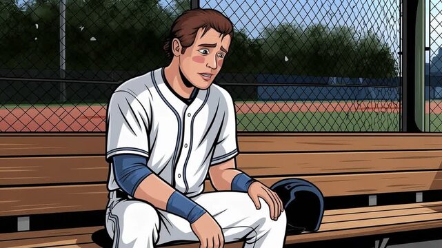 Baseball player clipart athlete sitting bench uniform resting