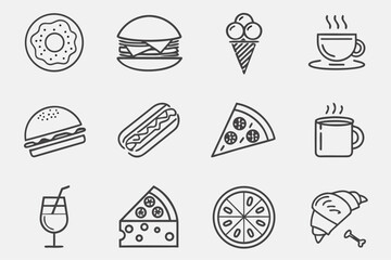 line-icons-of-food--beverages--restaurant-menu-