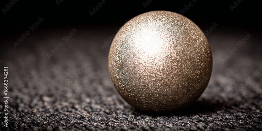Aufkleber metallic sphere resting on textured surface, showcasing intricate details and reflections, creating 