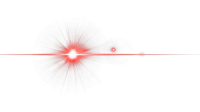Abstract illustration of red light flare isolated on white background