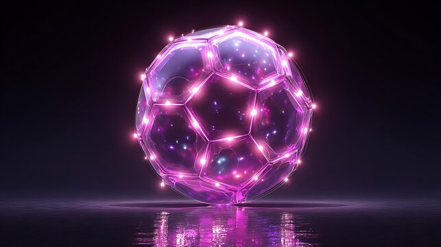 Photorealistic 3d render of a glowing futuristic sphere with connected nodes and lights