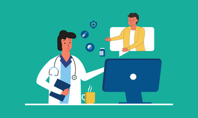 Online doctor consultation concept