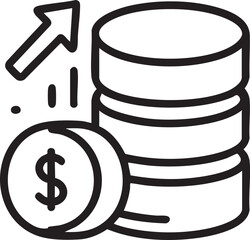 Financial growth vector: money, investment, and business success icon eps silhouette