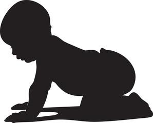 Crawling baby silhouette vector - infant crawling clip art, baby milestone illustration eps