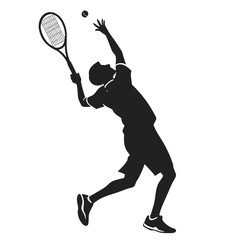 Tennis player serving silhouette