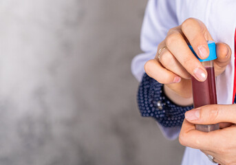 Close-up of a doctor gloves working in a testing laboratory
