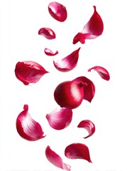 Fototapeta premium Red onion slices in mid-air (2)