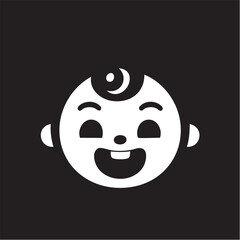Cute baby face vector icon - cartoon infant illustration eps silhouette