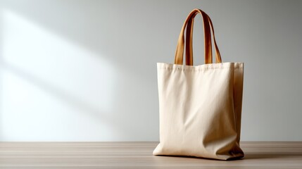 This stylish tote bag features a minimalistic design and elegant brown handles, offering a perfect blend of functionality and chic aesthetics for everyday use.
